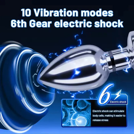 1set, Man and Woman Metal Electric Shock Anal Plug, Vibrating anal plug, butt plug, G-spot masturbation, Passionate party, adult