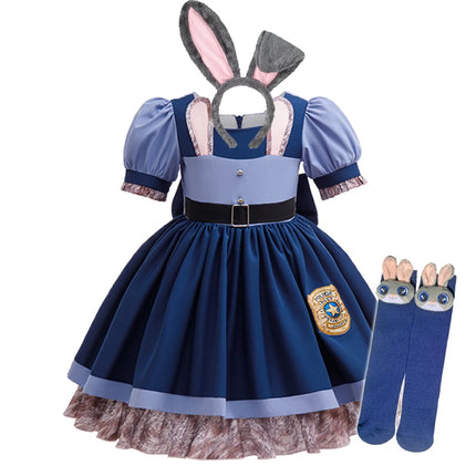 Disney Zootopia Judy Bunny Costume for Girls Dress Cosplay Carnival Party Clothes Disguise Cartoon Zoo Roleplay Fantasia Outfits