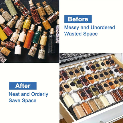 6pcs Expandable Spice Drawer Organizer ,Durable Plastic Cabinet & Shelf Storage Rack for Kitchen, Workspace, Pantry