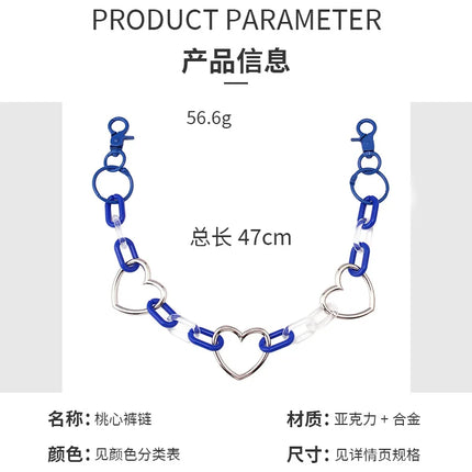 Punk Hiphop Long Resin Pentagram Heart Rock Trousers Hipster Pant Jean Keychain Ring Clip Acrylic Key Chains Women Accessories