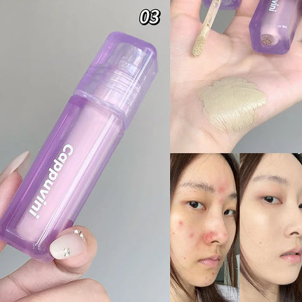 Cappuvini Velvet Highlighter Concealer Liquid Cover Acne Marks Dark Circles Brighten Skin Tone Moisturize Long-lasting Makeup