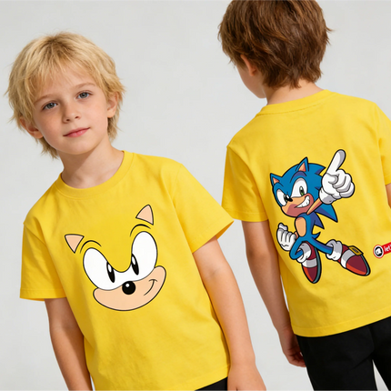 Sonic Cartoon cartoon children's T-shirt soft cotton summer short sleeved casual wear for boy and girl daily wear family clothes