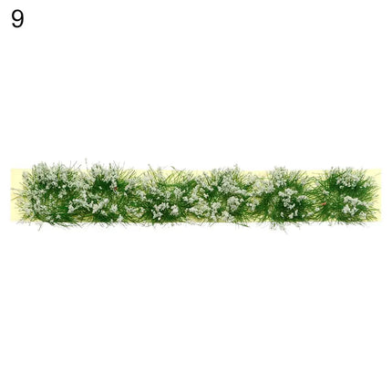 1Set Miniature Flower Cluster Garden Decor DIY Grass Tufts Building Layout Static Scenery Model 9*1*0.6cm Durable Sand Table