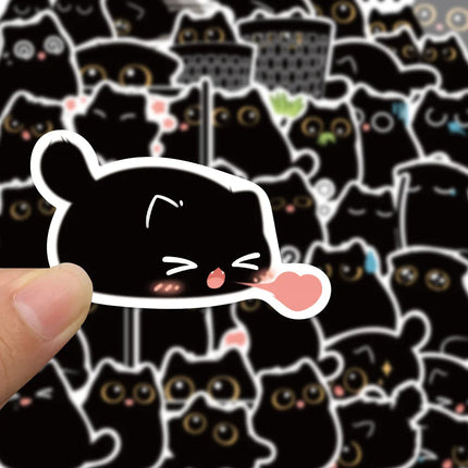 40/80pcs Kawaii Black Cat Stickers Scrapbook Luggage Motorcycle Laptop Refrigerator Cute Animal Decal Sticker for Kids Gift