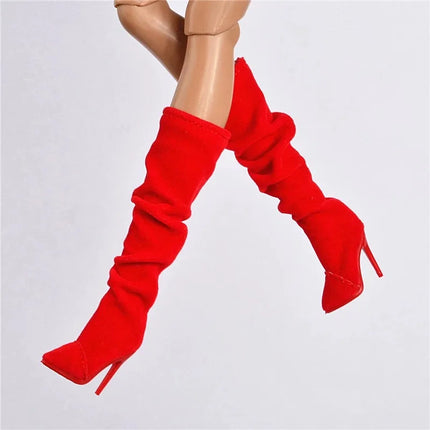 30cm Doll Shoes Accessories Senior Sense Fashion Trend Wrinkle Boots Winter Leather Boots For 1/6 FR Babi Supermodel Doll