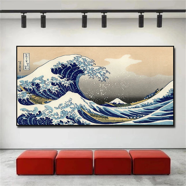 Great Wave of Kanagawa Japan Ukiyo-e Vintage Canvas Painting  Art Posters and Prints Wall Picture for Living Room Wall Art Decor