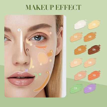 IMAGIC 12-Color Concealer Foundation Cream Covers Acne Marks Dark Circles Full Coverage Suit for All Skin Primer Makeup Cometics