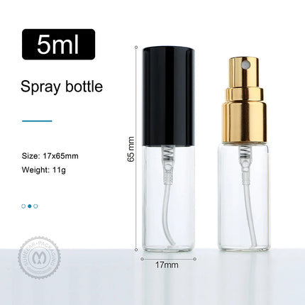 100Pcs 5ml Portable Empty Spray Perfume Bottle Cosmetic Travel Aluminium Spray Bottle For Gift Sample Mini Bottle Parfum Makeup