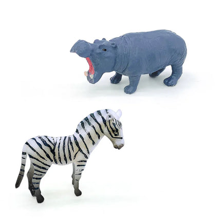 12pcs/set Wild Animals Toy Model Plastic Simulated Lion Giraffe Tiger Giraffe Panda Realistic Toys For Children Christmas Gifts
