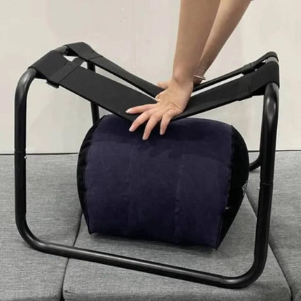 Adjustable Removable Bounce Weightless Stool Bedroom Chair With Inflatable Pillow Folding Metal Frame Furniture Portable Travel