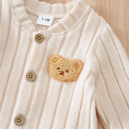 Winter Baby Toddler Onesie+Hats Button Bear Warmth Lovely 0-18 Months Newborn Knitted Romper Round Neck Soft Minimalist Casual