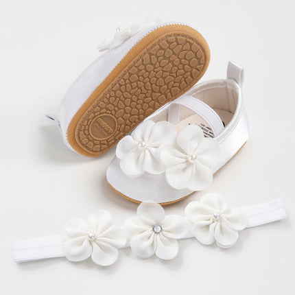 Baby girl shoes, princess children's shoes, soft soled anti slip pearl flower dress, children's shoes, first step 0-18M