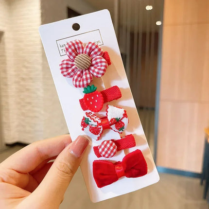5Pcs/set Cute Bow Flower Hair Clips for Baby Girls Sweet Princess Rabbit Hairpins Kids Hair Accessory