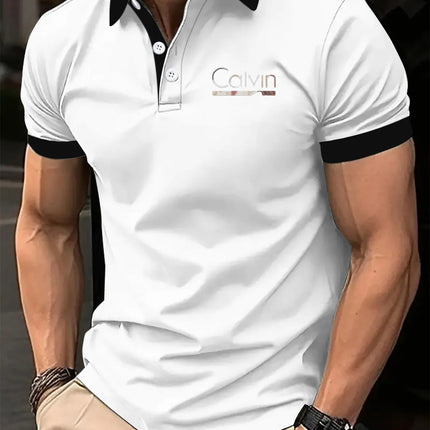 Men'sFashionable Short Sleeved Polo Shirt Can Be Paired with Different Styles of Clothing with Unique and Elegant Printed Design