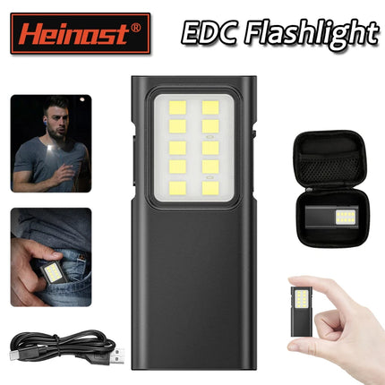 Mini Handheld EDC Flashlight Powerful USB Rechargeable Pocket Torch Portable Pen Clip Work Light Outdoor Emergency Camping Lamp
