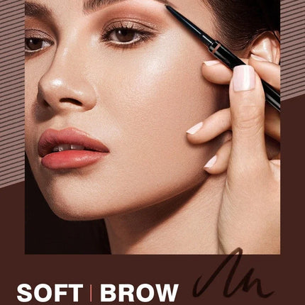 Waterproof Double-Headed Rotable Eyebrow Pen with 1.5mm Fine Refill And Eyebrow Brush for Precision Brows Makeup