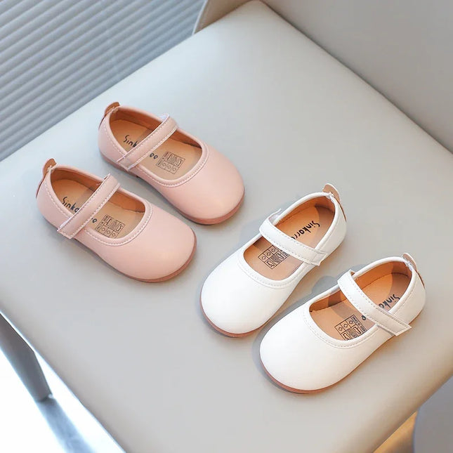 Girls Simple Leather Flat Shoes Fashion Princess Sweet Kids Flats Children Mary Janes for Wedding Party Classic Style Elegant