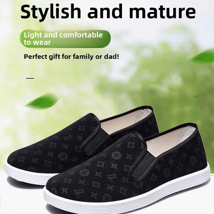 Low-Top Men's Shoes Chinese Style Soft Bottom Driving Shoes Breathable Casual Loafers Flat Heel Slip-On Canvas Shoes