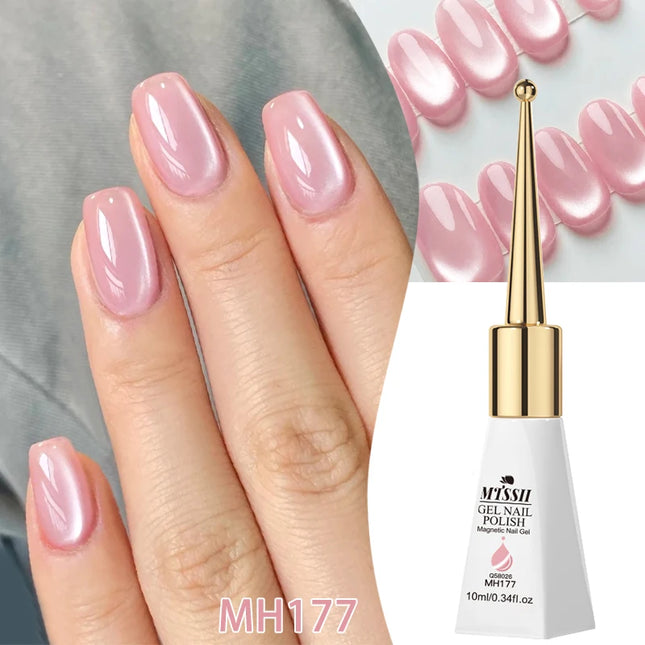 10ml Pink Glass Bead Cat Magnetic Gel Nail Polish Semi Permanent UV LED Gel Varnish Soak Off Nail Art Decorations Nail Supplies