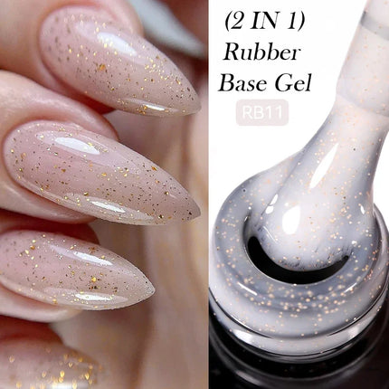 7ml Nude Pink Rubber Base Gel Nail Polish Foil Effect Semi Permanent Uv Gel Soak Off Self Leveling Gel Varnish Nail Art Base Gel