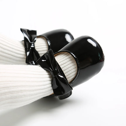 Newborn Baby Shoes Infant Girls Shoes PU Anti-slip Bowknot Classic Princess Dress Shoes Toddler First Walker Crib Shoe