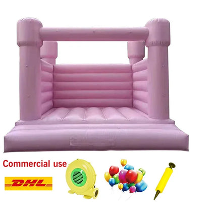 Commercial Pastle Pink Bounce house Moonwalk jumping House Inflatable Jumper White Bouncy Castle Bouncer For Kids Party