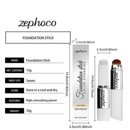 ZEPHOCO 2-in-1 Color Changing Foundation Stick Long Lasting Moisturizing Lightweight Foundation High Concealer Power Makeup
