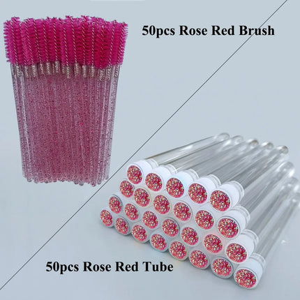 50pcs Reusable Eyelashes Brush Tube for Eyelash Extension Disposable Mascara Wands Eyebrow Brush Applicator EyeLash Brushes