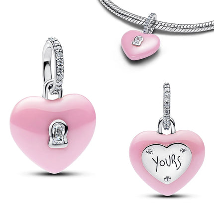 2026 New Original 925 Sterling Silver Key Butterfly Heart-shaped Bead Pendant fit Women's DIY Bracelets Necklaces Jewelry Gifts