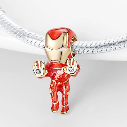 TOP 925 Sterling Silver Marvel Anime Avengers Lron Man Helmet Charms Fit Original Bracelet Womens Pendant Beads Jewelry Hot Gift