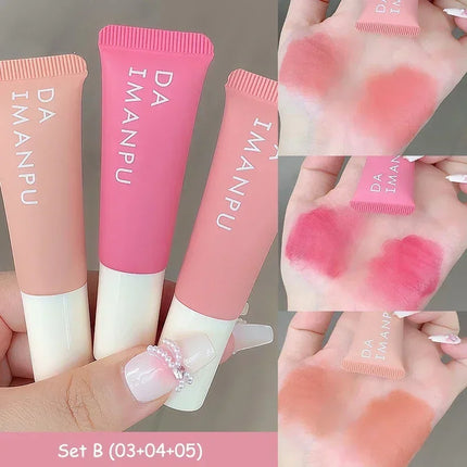 Monochrome Liquid Blusher Lightweight Color Rendering Natural Brighten Matte Rouge Blush Waterproof Facial Contouring Cosmetics