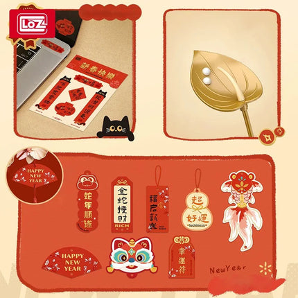 LOZ-1964 Spring Festival New Year rose building block toy flower living room decoration flower bouquet New Year gift