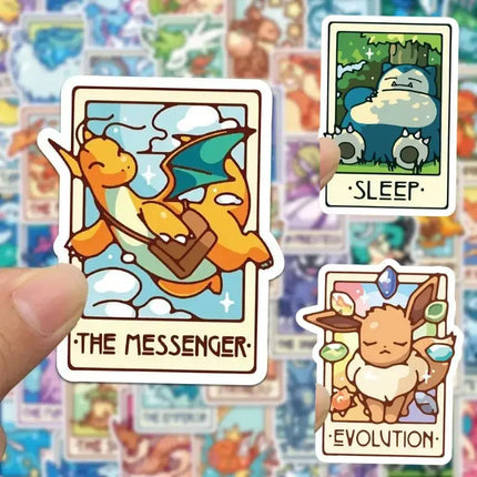 45Pcs/pack Pokemon Eevee Pikachu Tarot Card Stickers Anime Cartoon Vinyl Decals for Journal Laptop Water Bottle Decor Stickers