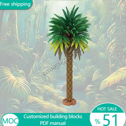 90 PCS Flowers Palm Tree MOC Customize Modular Building Block Brick Design Educational Simple Popular DIY Toy Christmas Gift