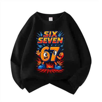 Pullover Spring Crew Neck Six Seven Italian Brainrot 67 Number Graphic Print Hoodie Boy/Girl Kids Comfortable Sweatshirt