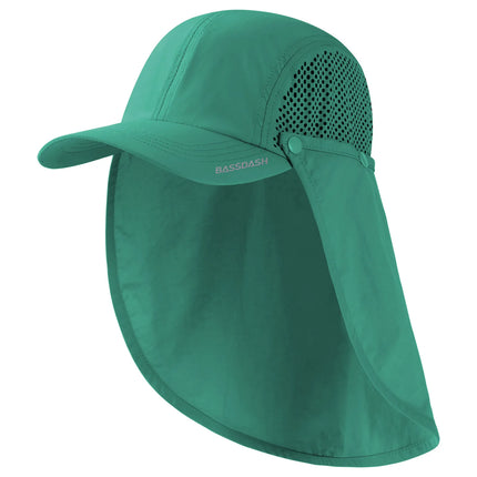 BASSDASH UPF 50+ Foldable Fishing Hat Baseball Cap with Removable Neck Flap Portable for Men Women Golf Hiking