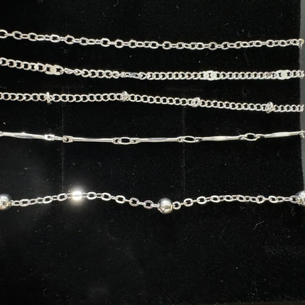 5 Pcs /set Silver plated Stainless Steel Anklet for women men Summer Beach Bracelet Accessories Jewelry Valentine's Day Gift