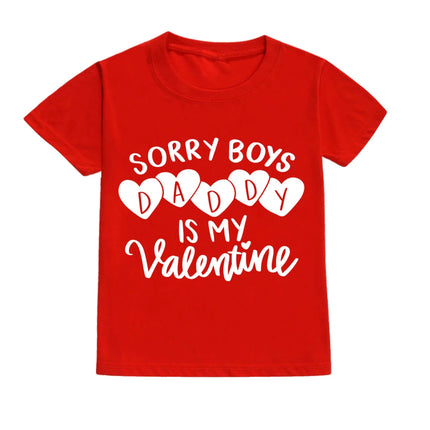 Daddy and Mommy's Valentine Print Kids T-Shirt Child Red Shirts Tops Boys Girls T-Shirt Valentine's Day Party Gifts Casual Clothes