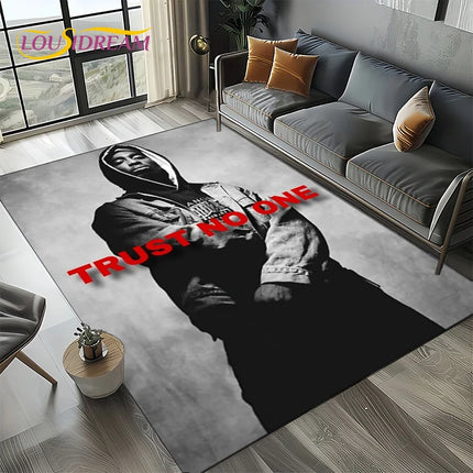 Rapper Eminem Tupac 2pac Hip-Hop Rap God Carpet Rug for Living Room Bedroom Home Sofa Decoration, Area Rug Non-slip Floor Mat