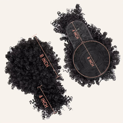 Synthetic Afro Puff Drawstring Ponytail with Bangs Short Afro Kinky Curly Ponytail Extension Updo Hairpiece Ponytail Bun
