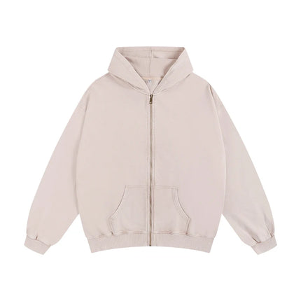 Customize Oversize Zipper Hoodie Heavy Weight Cotton Acid Washed Hoodies Brand Custom Logo Design Print On Demand Dropshipping