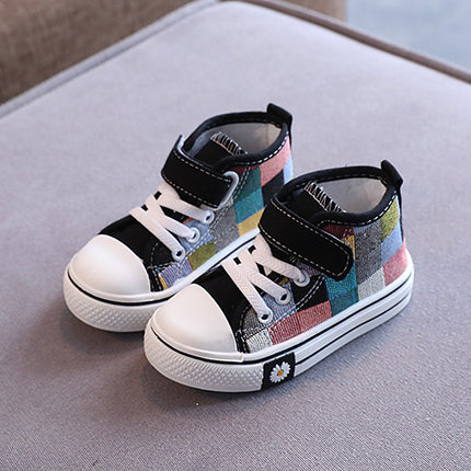 Children Canvas Shoes for Boys Girls Fashion Kids Casual Sneakers Breathable Checkered Classic Girls High-top Lattice Sneakers