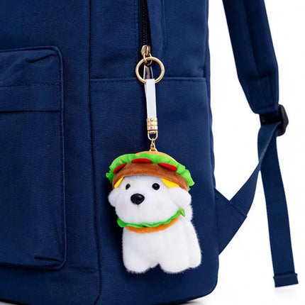 Ultra-Soft PP Cotton Burger Animal Plushie Short Fabric Exquisite Embroidery Kawaii Foodie Key Chain Vivid Realistic Colors