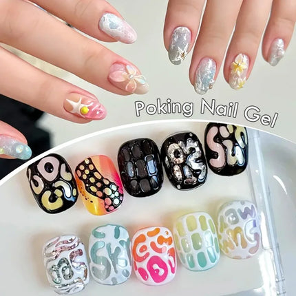 10ml Poking Nail Gel White Black Lace Nail Polish and Special Clear Base Gel 3D Painting Gel Varnish for Nail Art Decorations