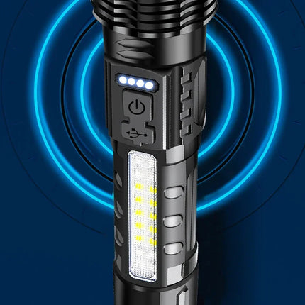 High-power Led Flashlight USB Rechargeable Torch with Display Zoomable Light with Battery Camping Hiking Lantern Emergency Lamp