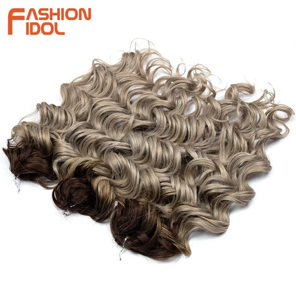 FASHION IDOL 24inch 300g Deep Wavy Crochet Hair Synthetic Twist Curly Hair Crochet Braids Ombre Rainbow Braiding Hair Extensions