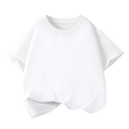 Girls Boys Short Sleeve T Shirts Kids Pure Cotton Summer Oversized Tops Children Teens Solid Casual Crewneck Basic Tees 3-14Y