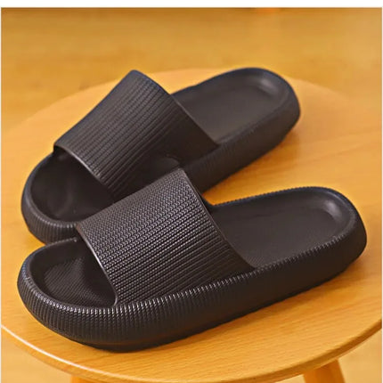 EVA Thick Sole 4cm Bathroom Slippers Cloud-Like Comfort Home Use Couple Height Increasing Indoor Solid Color Summer Sandals