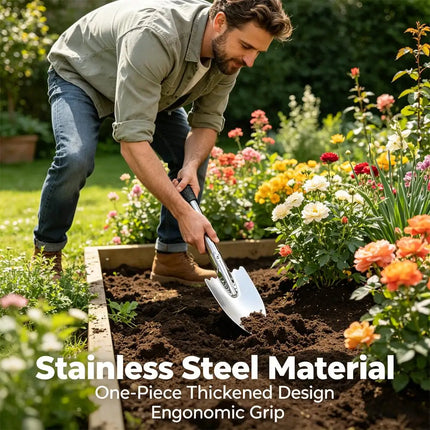 Stainless Steel Gardening Shovel Hand Trowel for Planting, Digging, Weeding, Rust-Resistant Garden Tool for Flowers & Vegetables