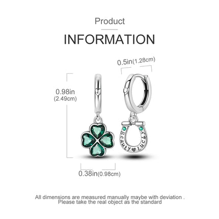 New in 925 Sterling Silver Lucky Clover Earrings for Women Girl Green Leaf Ear Studs Fine Jewelry Fashion Luxury Anniversary
